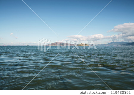 San Francisco bay from pier in sunny warm day 119480591