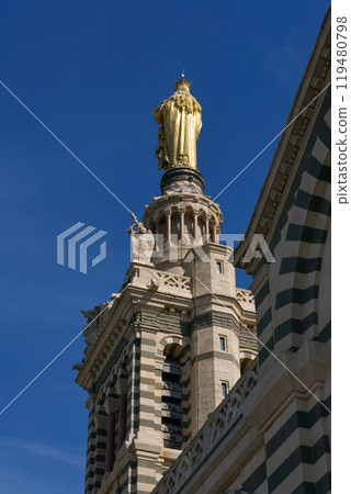 Notre Dame de la Garde or Our Lady of the Guard is a catholic church in Marseille city in France Notre Dame de la Garde or Our Lady of the Guard is a catholic church in Marseille city in France 119480798