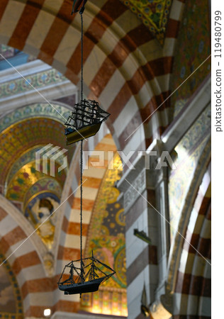 Notre Dame de la Garde or Our Lady of the Guard is a catholic church in Marseille city in France Notre Dame de la Garde or Our Lady of the Guard is a catholic church in Marseille city in France 119480799