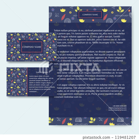 Company logo design with business card and letterhead. Corporate identity flourish business set 119481207