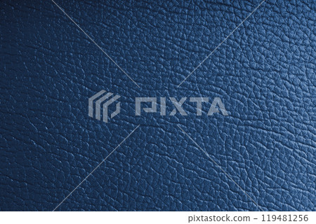 Natural, genuine blue leather with metallic effect, texture of glossy leatherette background Natural, genuine blue leather with metallic effect, texture of glossy leatherette background 119481256