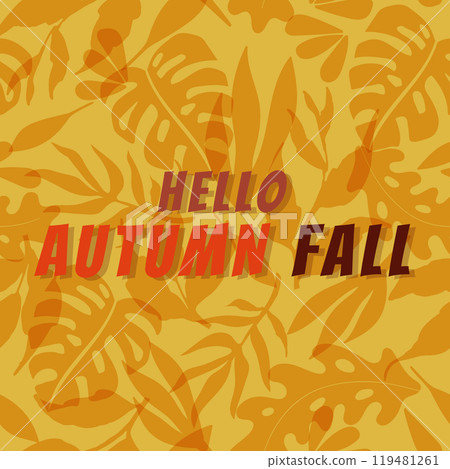 Hello Autumn vector card design. Typography design for greeting card and poster 119481261