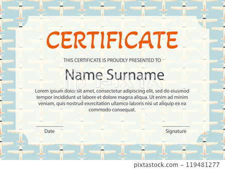 Cute colorful childish certificate template. Diploma of achievement and appreciation 119481277