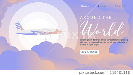 Civil aviation day social media landing page template. Travel flyer design flat illustration 119481318