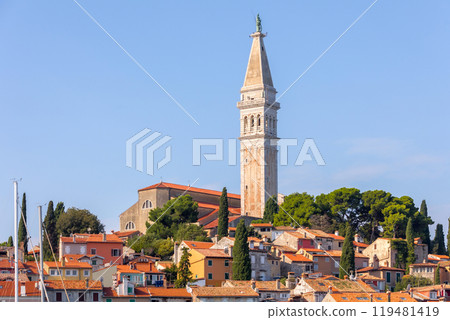 Rovinj, Croatia old town, church bell tower 119481419