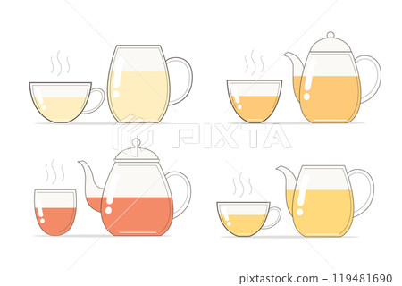 Glass teapot and cup vector illustration 119481690