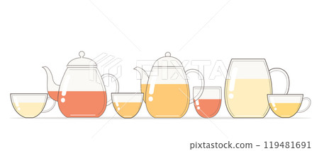 Glass teapot and cup vector illustration Glass teapot and cup vector illustration 119481691