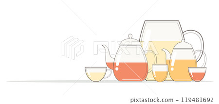 Glass teapot and cup vector illustration 119481692