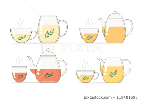 Glass teapot and cup vector illustration Glass teapot and cup vector illustration 119481693