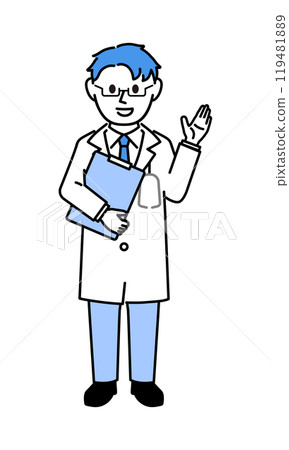 A doctor in a white coat explaining 119481889