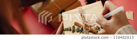 Crafting Rustic Christmas Gift Package with Herbs 119482013