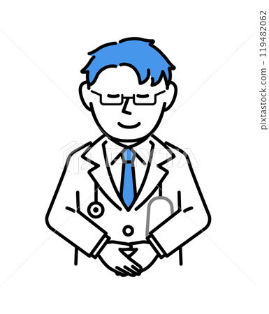 A doctor in a white coat bowing 119482062