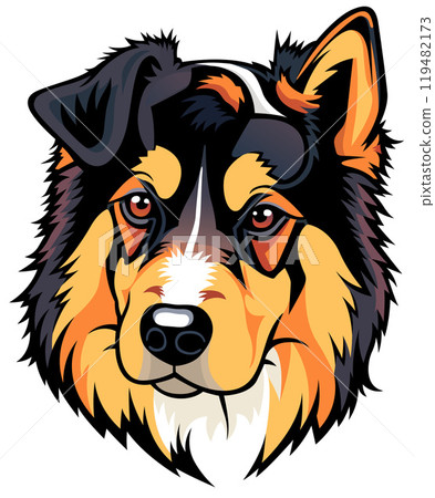 Color Illustration of a Dogs Head Color Illustration of a Dogs Head 119482173