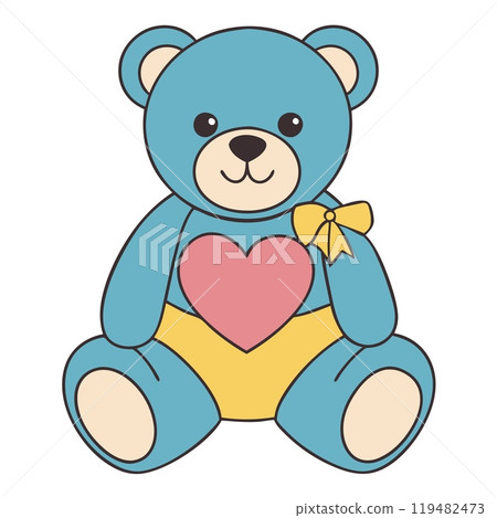 Cute blue plush bear illustration with heart and bow on white background, AI Generative Cute blue plush bear illustration with heart and bow on white background, AI Generative 119482473