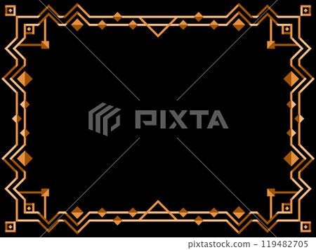 Art deco frame. Vintage linear border. Geometric gold frame in line art style. Design a template for invitations, leaflets and greeting cards. Vector illustration Art deco frame. Vintage linear border. Geometric gold frame in line art style. Design a template for invitations, leaflets and greeting cards. Vector illustration 119482705