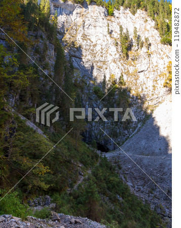 landscape of padis plateau in apuseni natural park of romania. travel destination. cetatile ponorului also called castle of miracles is the most spectacular cave in of bihor mountains 119482872
