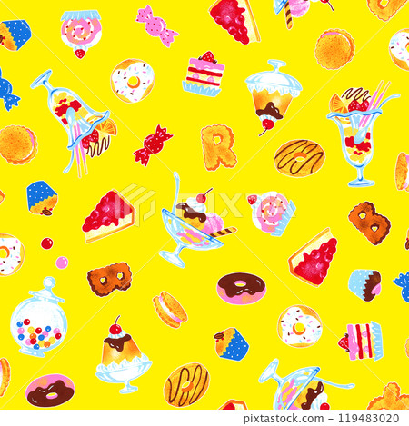 Delicious sweets textile pattern, 119483020