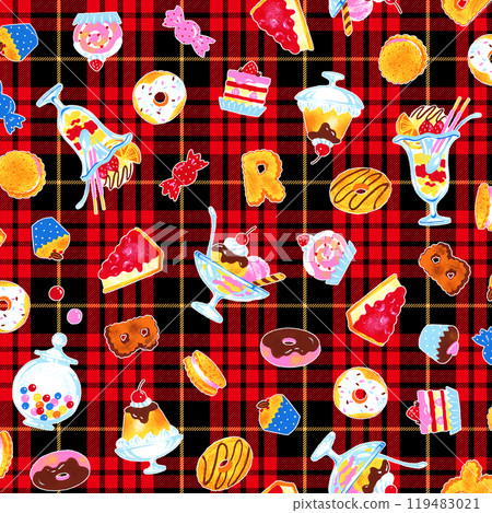 Delicious sweets textile pattern, 119483021