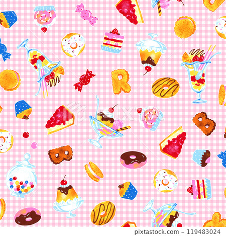 美味的糖果紡織圖案， 119483024