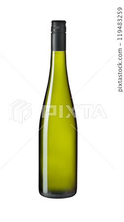 bottle of white wine, a bottle of riesling 119483259