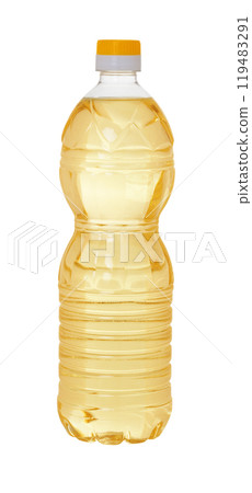 Vegetable or sunflower oil in a plastic bottle 119483291