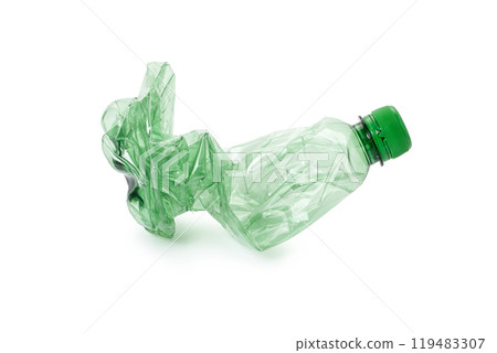 Used plastic bottle on white bacground Used plastic bottle on white bacground 119483307