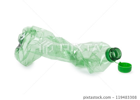 Used plastic bottle on white bacground Used plastic bottle on white bacground 119483308