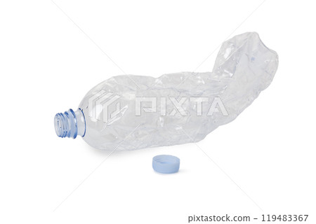 Used plastic bottle on white bacground Used plastic bottle on white bacground 119483367