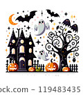 halloween background with scary castle 119483435