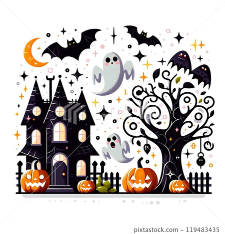 halloween background with scary castle halloween background with scary castle 119483435