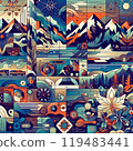 seamless pattern with blue waves 119483441