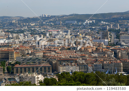Marseille aerial panoramic view. Marseille is the second largest city of France. Marseille aerial panoramic view. Marseille is the second largest city of France. 119483580