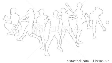 Baseball Silhouette Players Player Silhouettes Baseball Silhouette Players Player Silhouettes 119483926