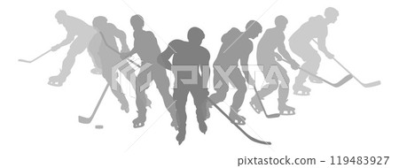 Ice Hockey Silhouette People Player Silhouettes Ice Hockey Silhouette People Player Silhouettes 119483927