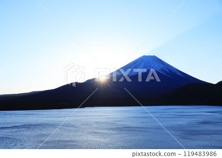 First sunrise from Lake Motosu 119483986