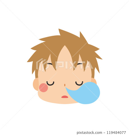 Emoji illustration of a cute little boy with a sleepy expression, icon, face, white background, vector Emoji illustration of a cute little boy with a sleepy expression, icon, face, white background, vector 119484077