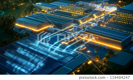 Light from electricity flowing through a data center 119484247