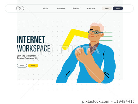 Creative Workspace: Video Conference, modern flat vector concept illustration of person engaging in virtual business meeting Connectivity, collaboration, digital interaction, remote work, productivity Creative Workspace: Video Conference, modern flat vector concept illustration of person engaging in virtual business meeting Connectivity, collaboration, digital interaction, remote work, productivity 119484415