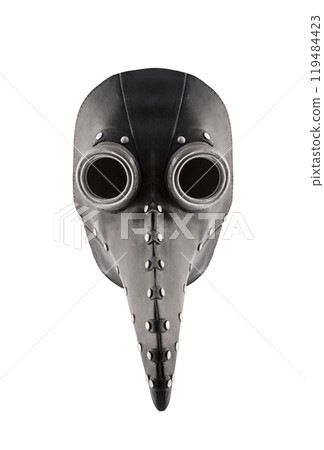 Black retro plague mask isolated on white background Black retro plague mask isolated on white background 119484423