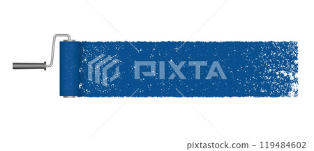 Blue background illustration painted with a paint roller 119484602