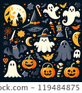 seamless pattern with halloween pumpkins 119484875