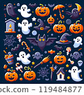 seamless halloween pattern with halloween pumpkins 119484877