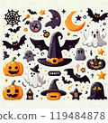 seamless pattern with halloween pumpkins 119484878