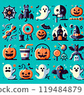 seamless pattern with halloween pumpkins 119484879