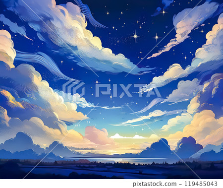 夜空日落風景圖素材 119485043