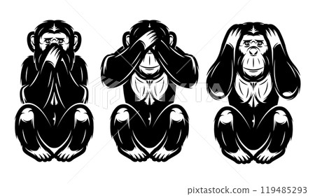 set of three monkeys - hear no, see no, do not say 119485293