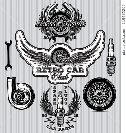 set of sports badge for service station 119485296