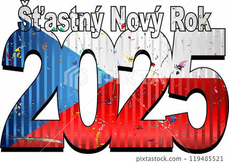 Happy New Year 2025 with Czech Republic flag inside 119485521
