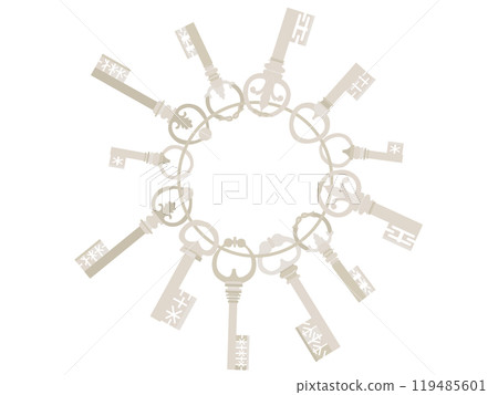 Antique round key frame 119485601