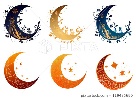 set vector illustration of muslim crescent ramadan concept 119485690